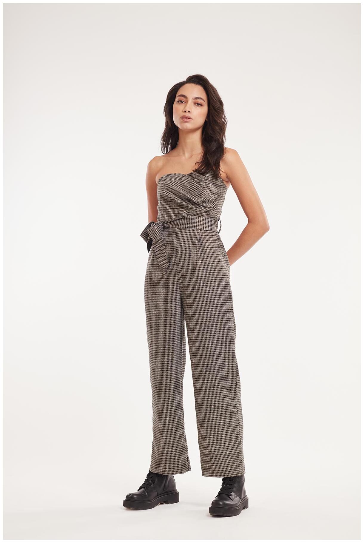 

Cover Story Checked Jumpsuit - Grey
