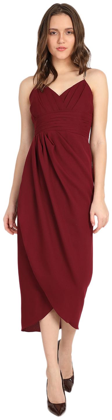

Cover Story Maroon Solid Maxi dress