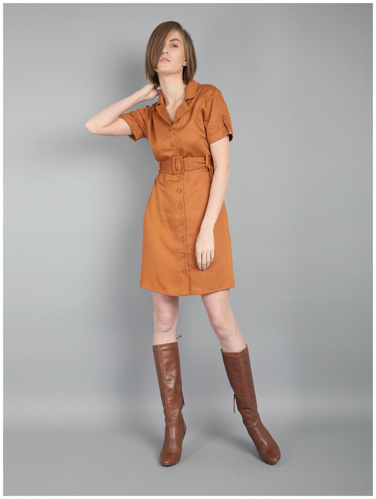 

Cover Story Solid Tan Sartorial Utility Viscose Shirt