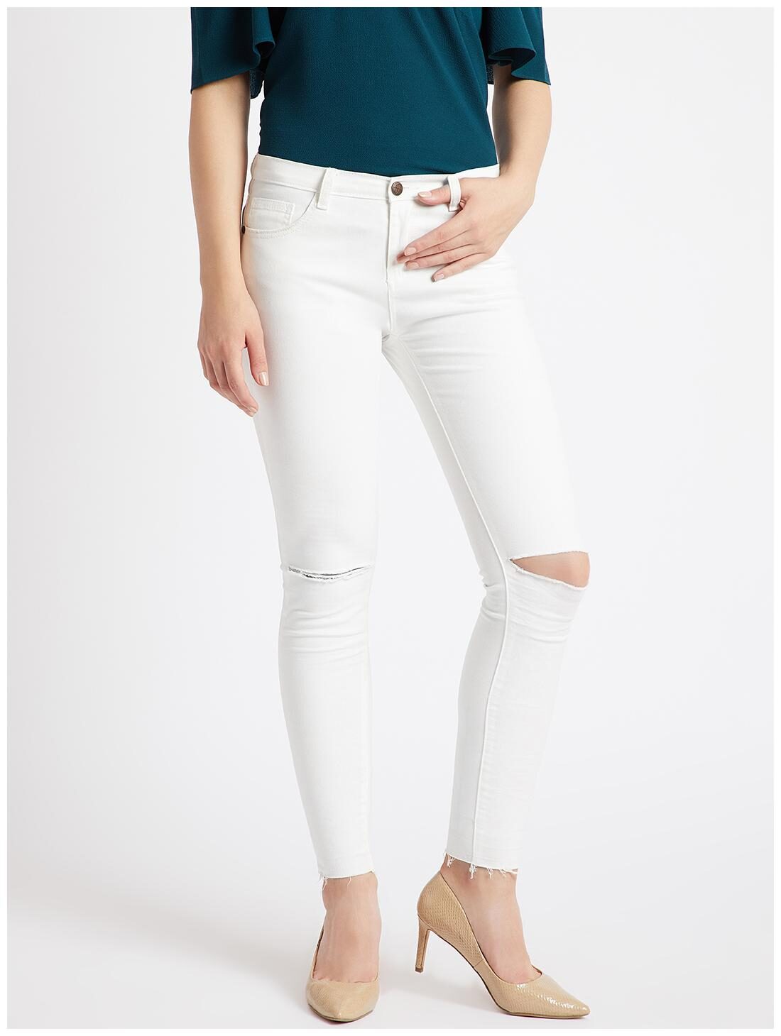

Cover Story Women Cotton Solid Jeans Jeggings White