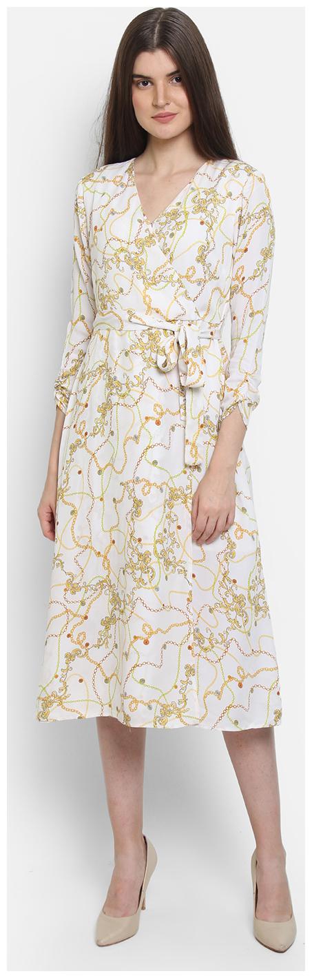 

Cover Story White Printed Flared dress