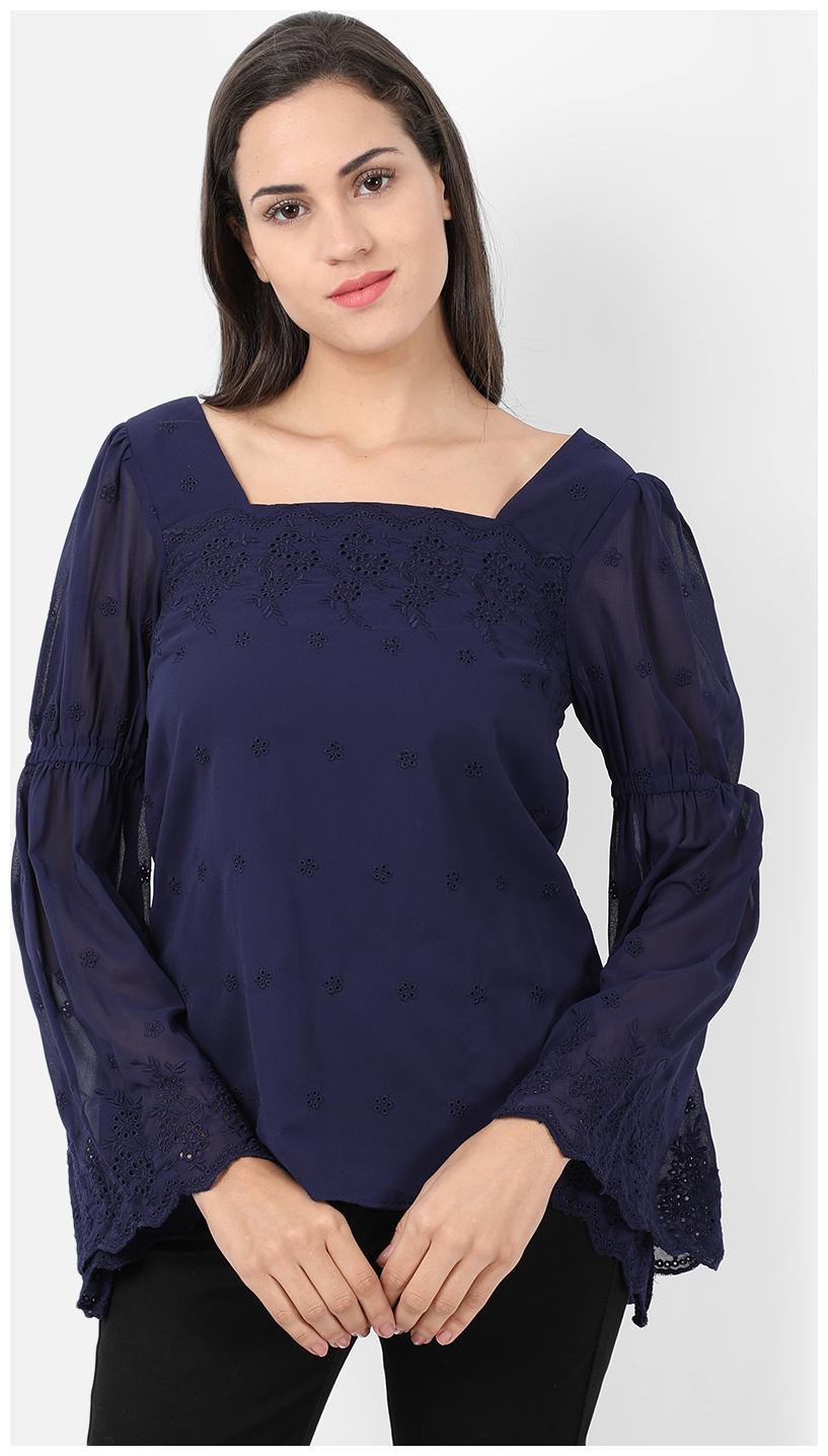 

Cover Story Women Embroidered Regular top - Blue