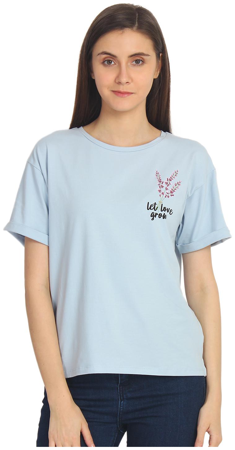 

Cover Story Women Blue Regular fit Round neck Cotton T shirt