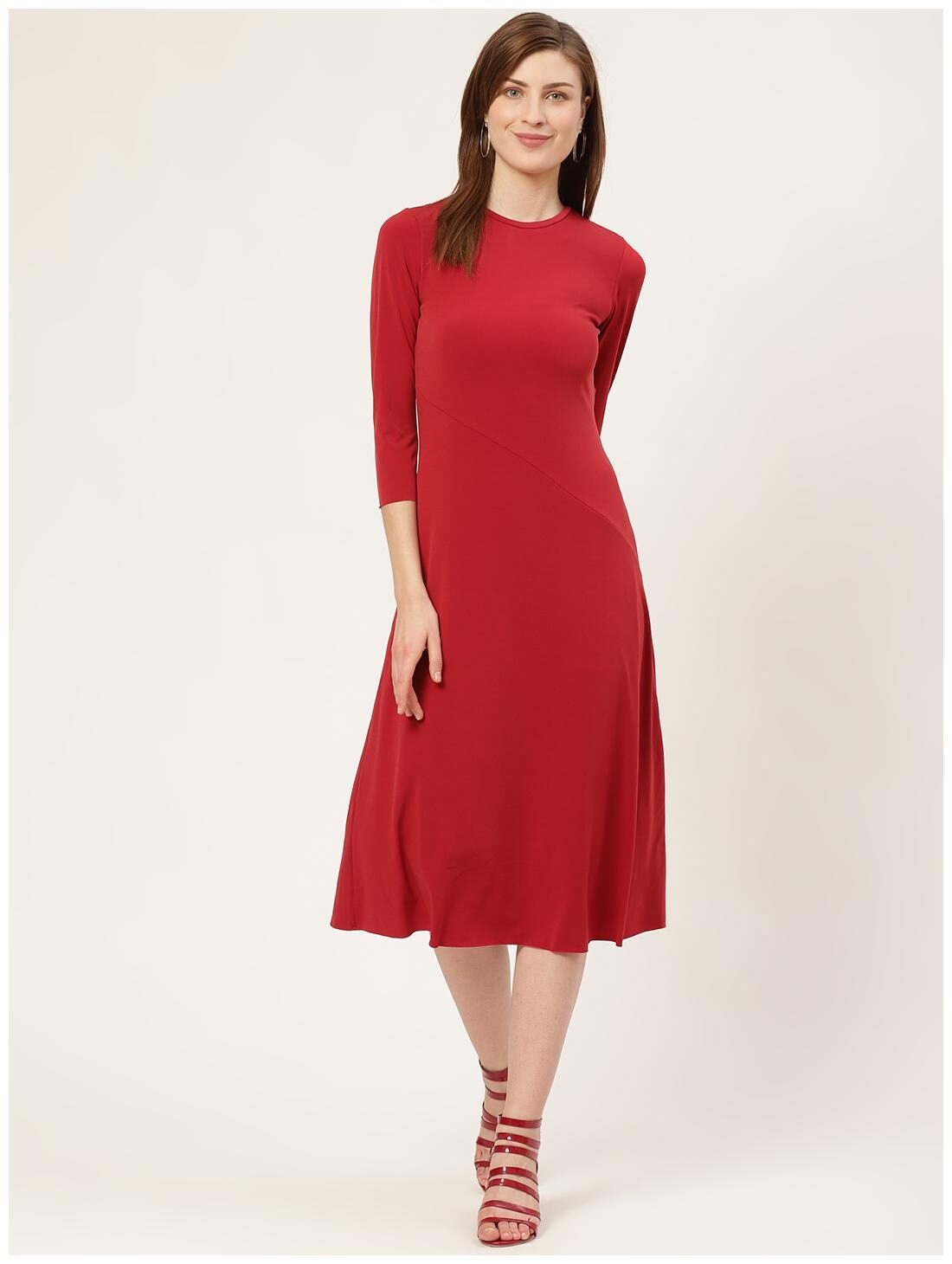 

Cover Story Polyester Maroon Solid Maxi Dress for Women