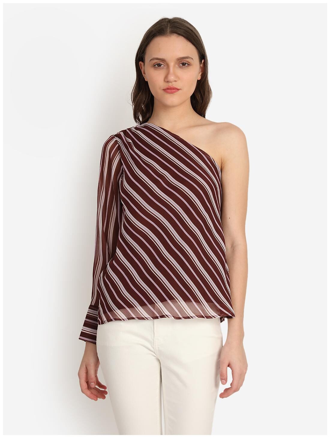 

Cover Story Women Striped Regular top - Brown