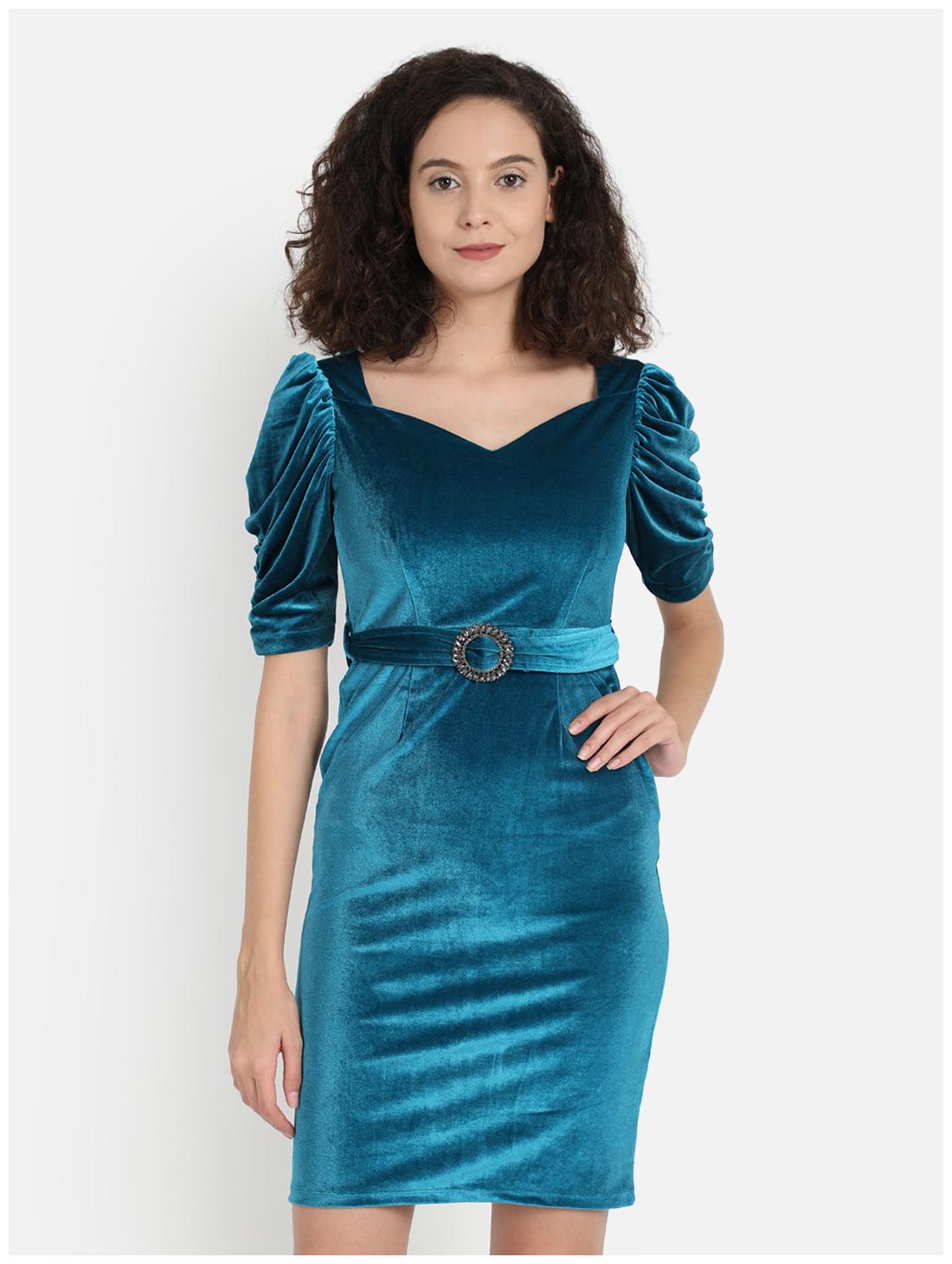 

Cover Story Turquoise Solid Sheath dress