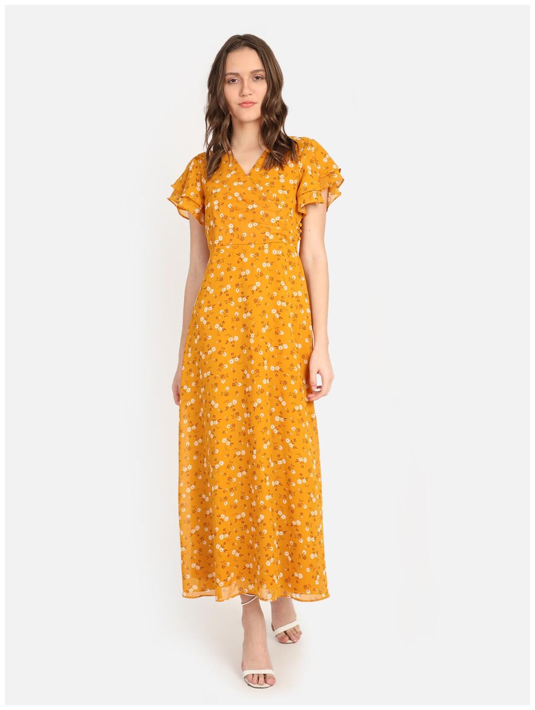 

Cover Story Mustard Floral Maxi dress