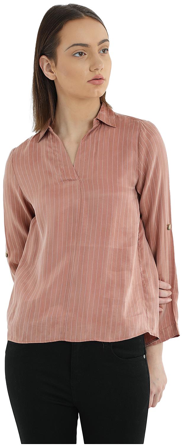 

Cover Story Women Striped Blouson top - Pink