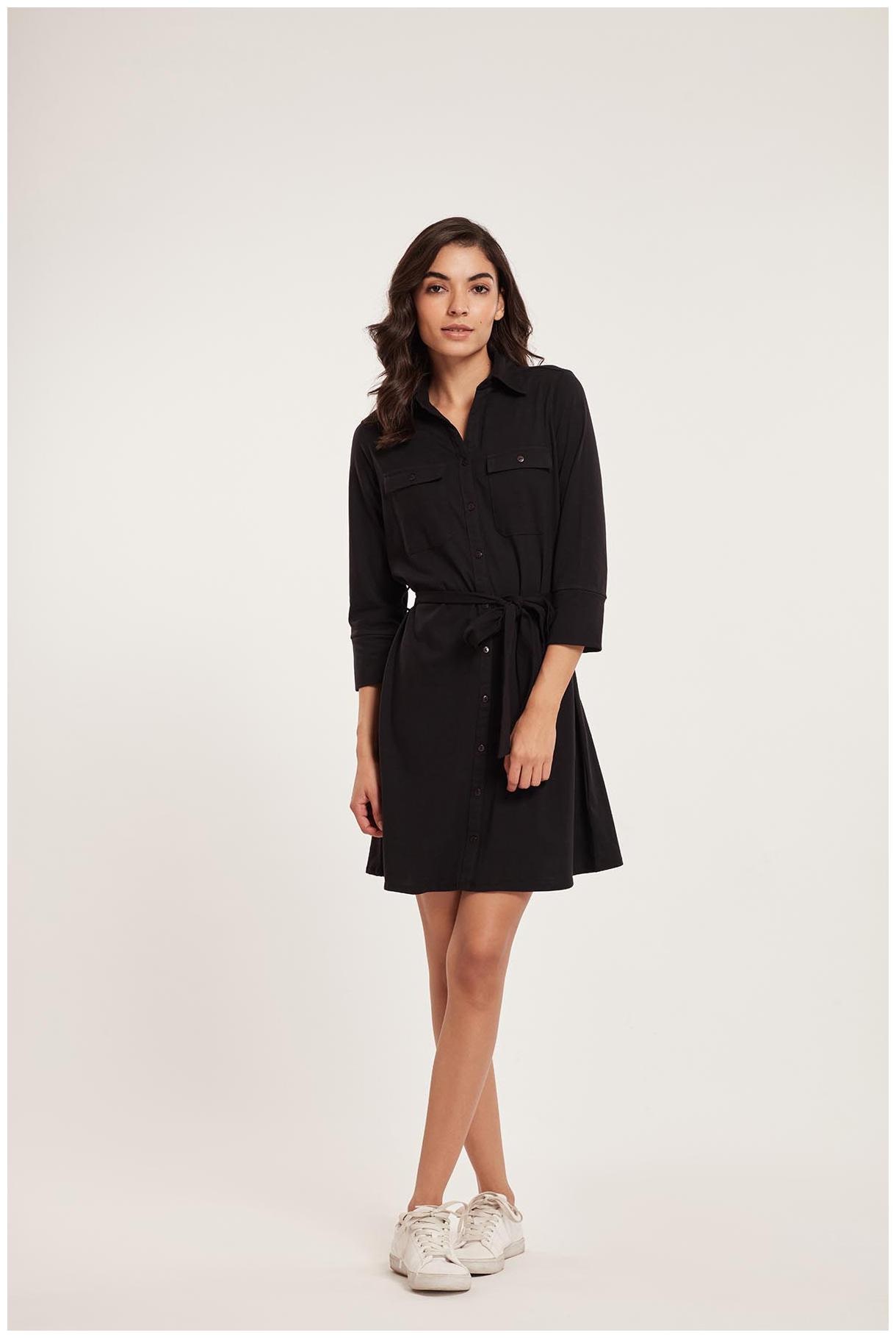 

Cover Story Women Solid Black Cotton Shirt Dress