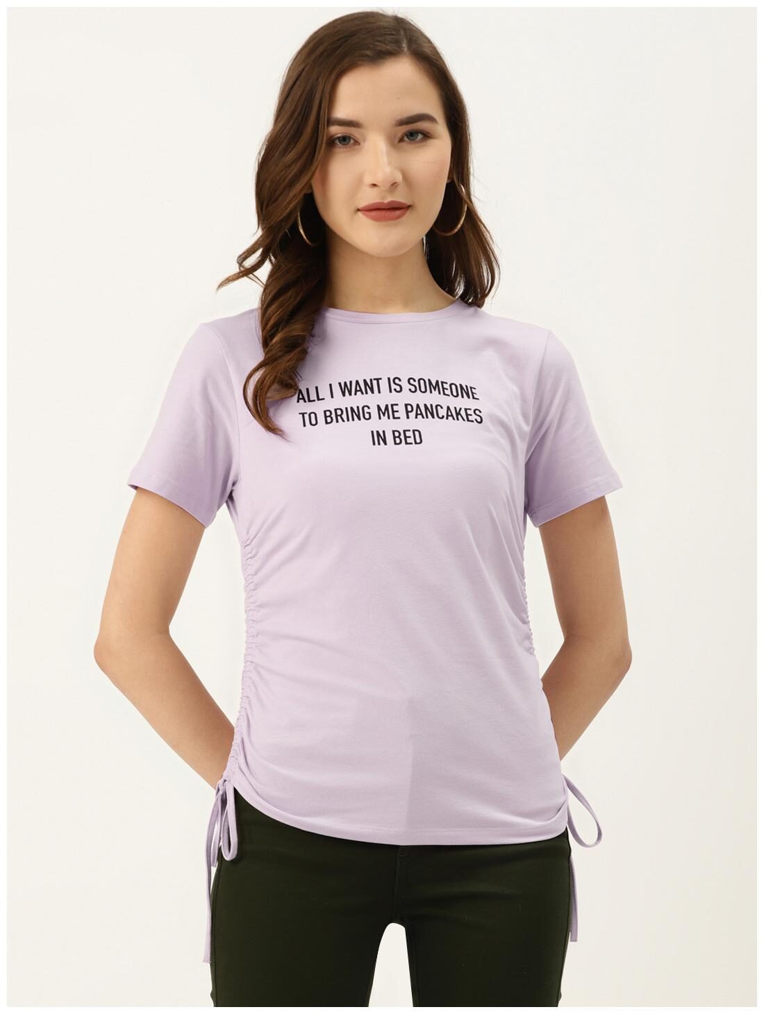 

Cover Story Women Purple Regular fit Round neck Cotton T shirt