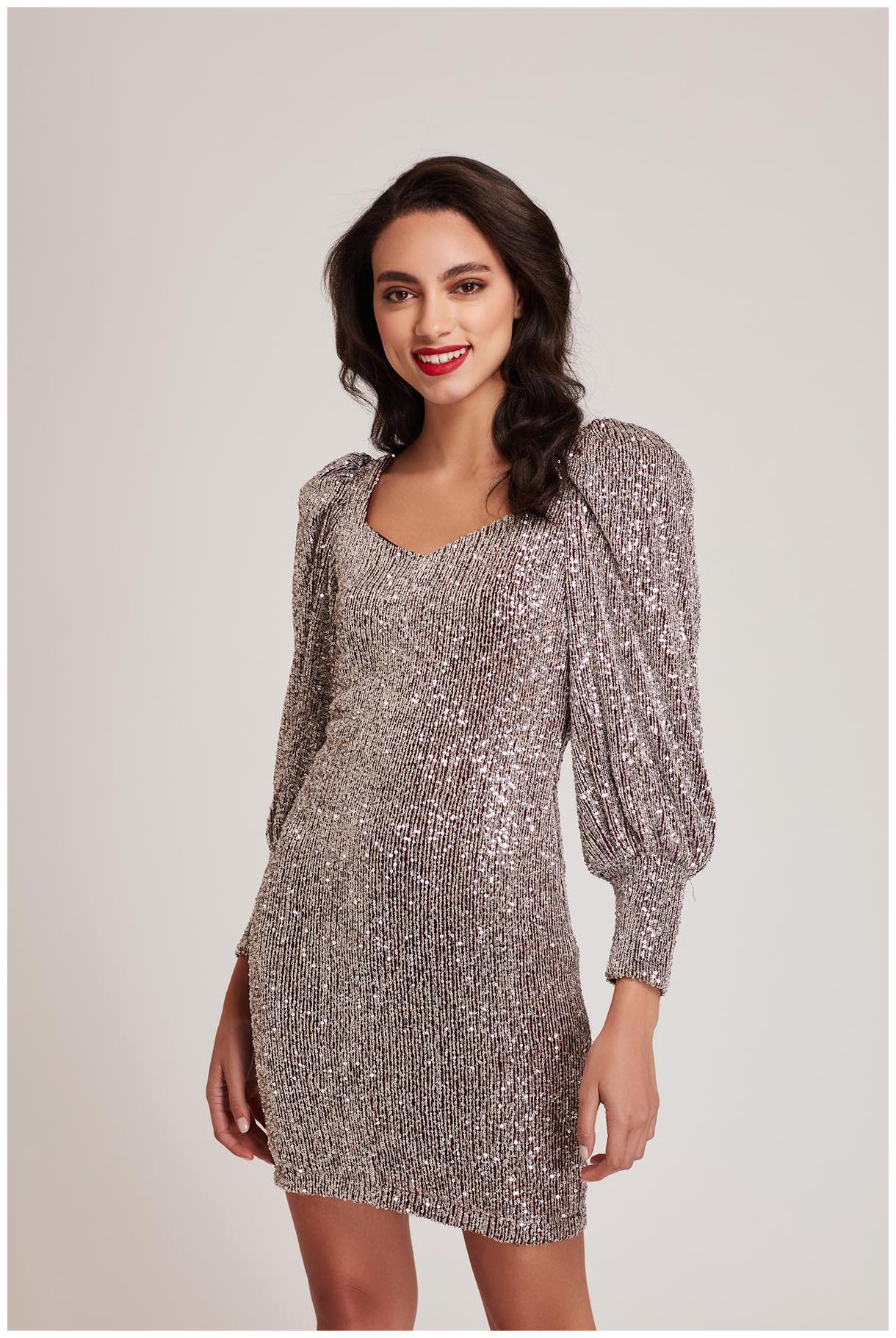 

Cover Story Silver Embellished Bodycon dress