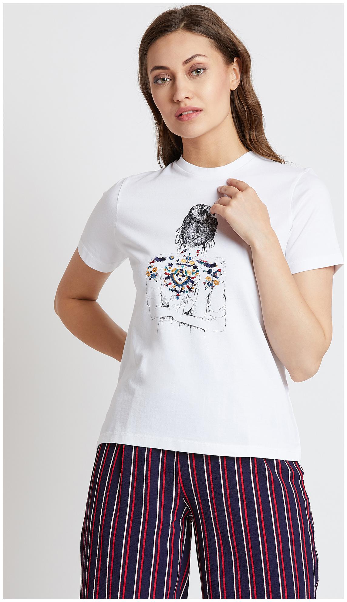 

Cover Story Women White Regular fit Round neck Cotton T shirt