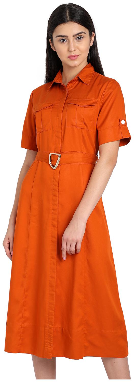 

Cover Story Orange Solid Shirt dress