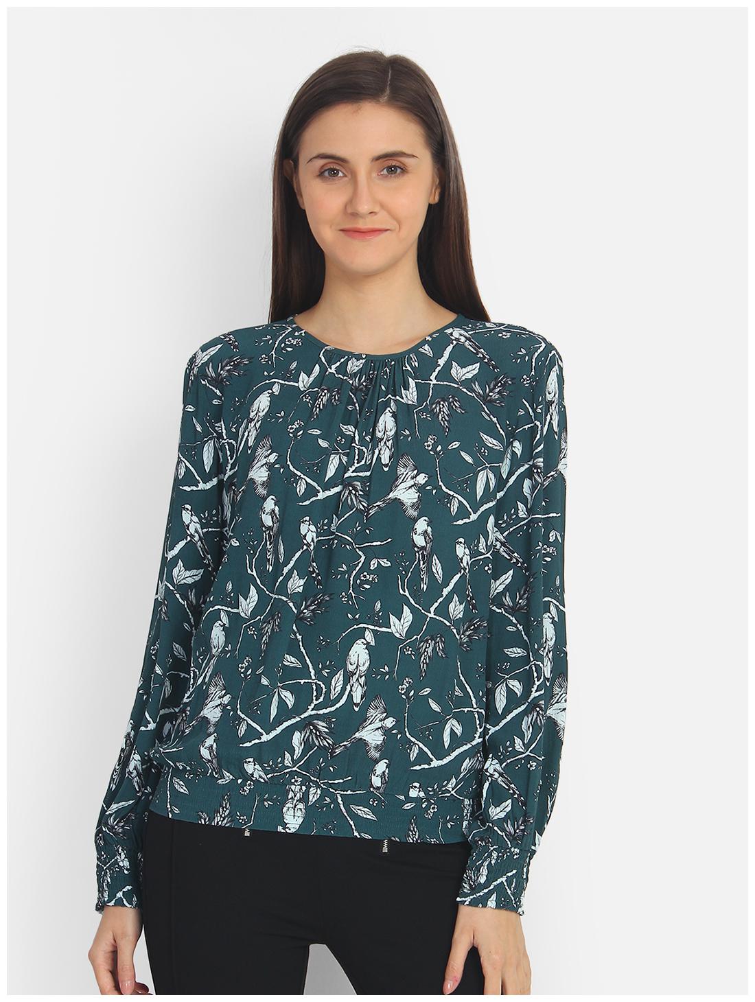 

Cover Story Women Cotton Printed Blouson Green