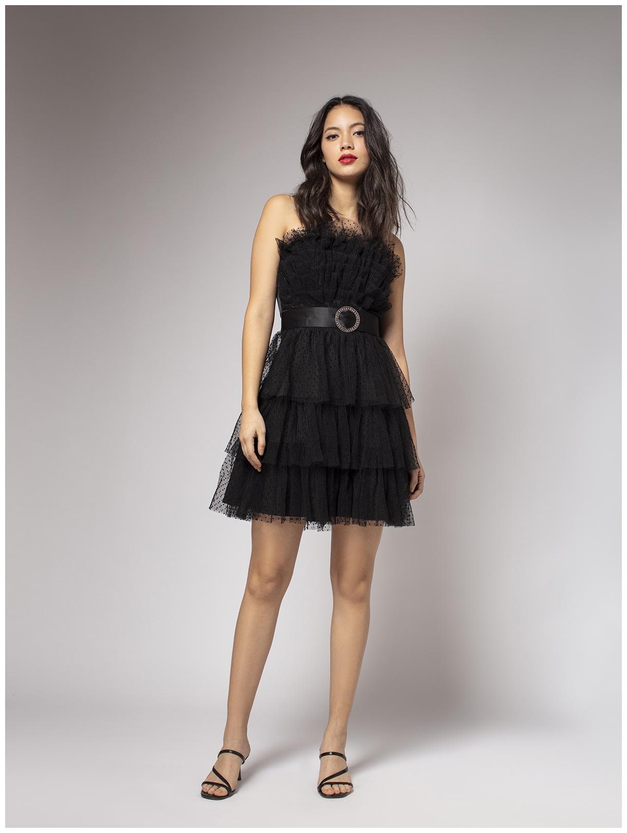 

Cover Story Black Solid Fit flare dress