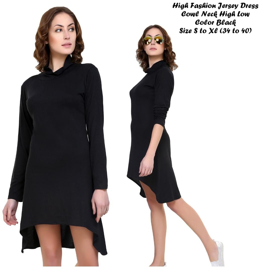 

Chrome Coral Black Solid A-line dress