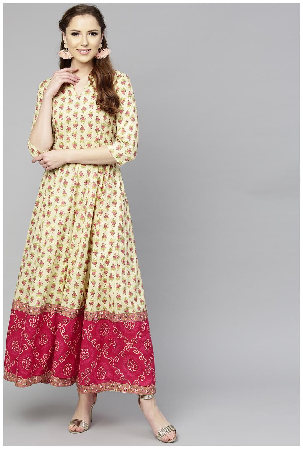 

AASI- HOUSE OF NAYO Beige Printed Maxi dress