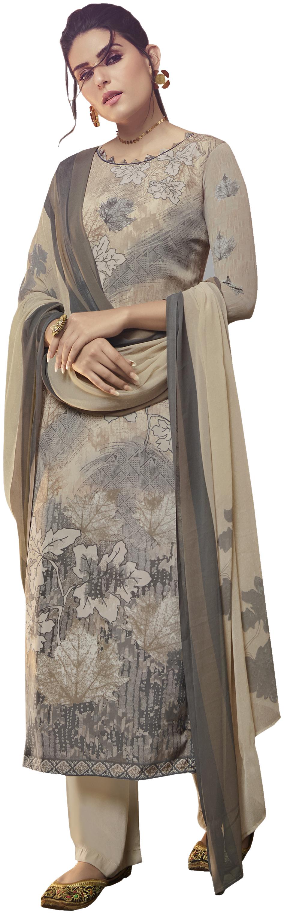 

Vishwam Cream Unstitched Kurta with bottom dupatta With dupatta Dress Material