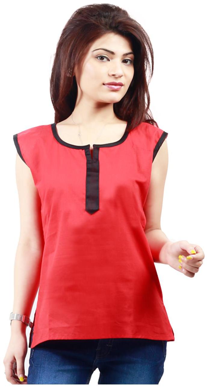 

Sukuma Women Red Solid Straight Kurti