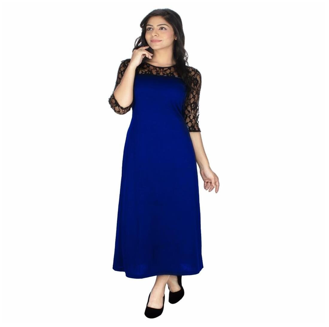 

Crease Clips A-line Maxi Dress Blue