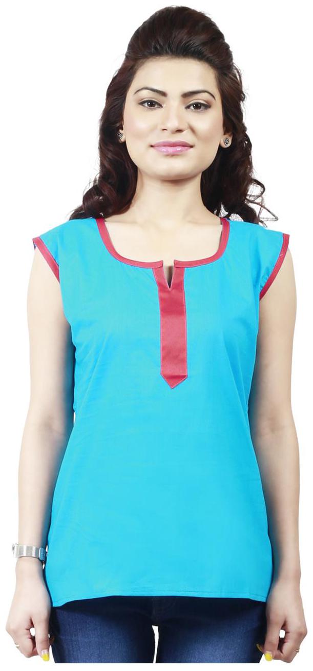 

Sukuma Women Blue Solid Straight Kurti