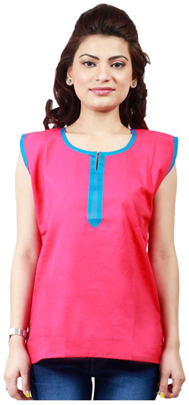 

Sukuma Women Pink Solid Straight Kurti