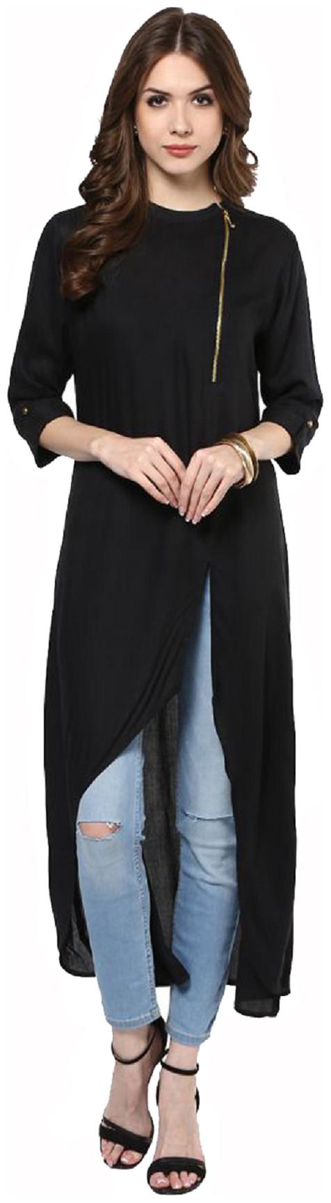 

Crepe BLACK Party Casual Wear Kurti