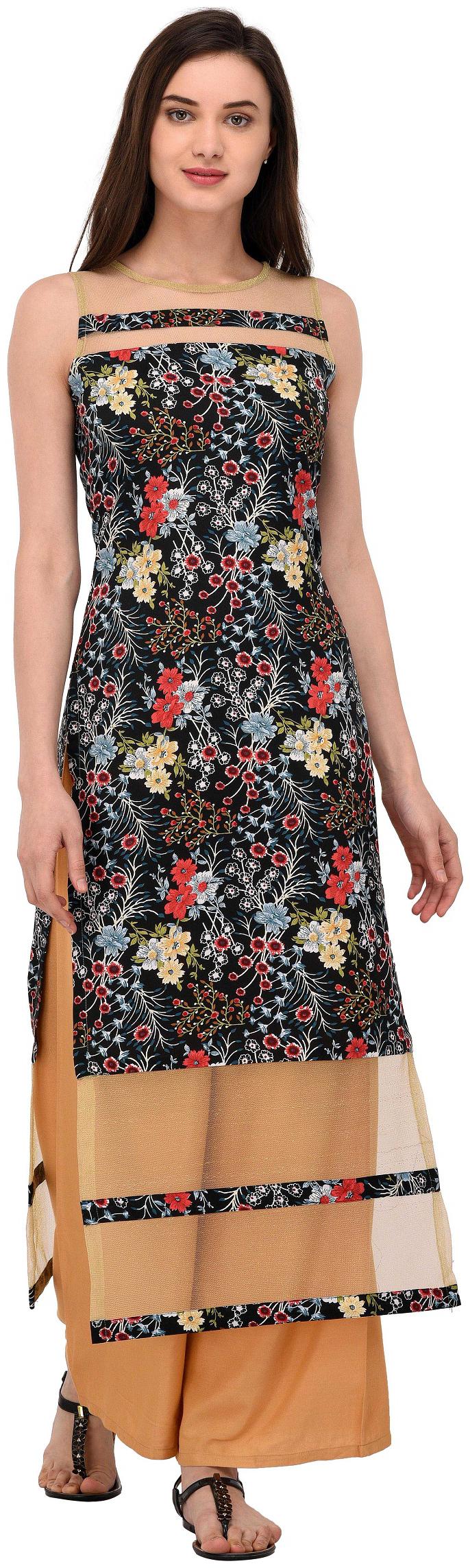 

Crepe Black Party Casual Wear Kurti