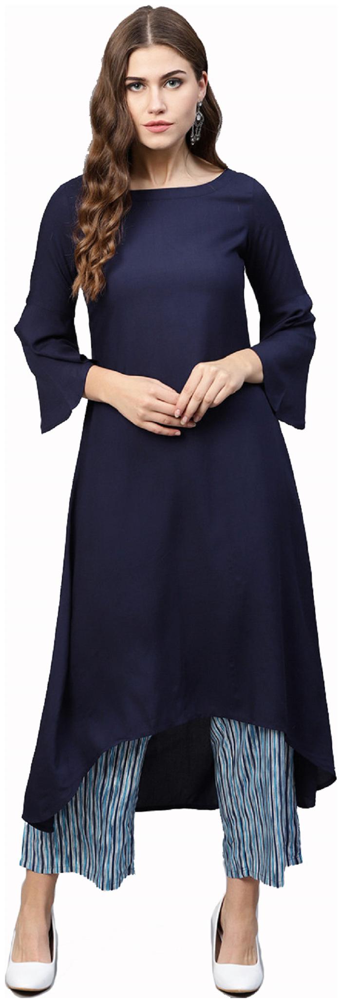 

Crepe Blue Party Casual Wear Kurti