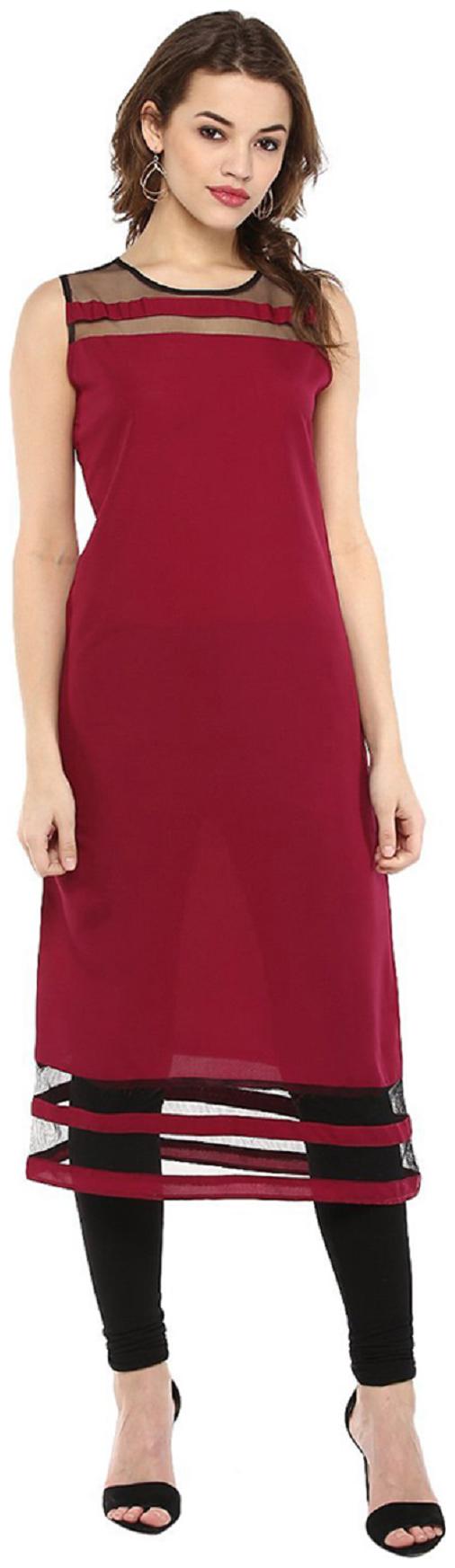 

Crepe MAROON Party Casual Wear Kurti