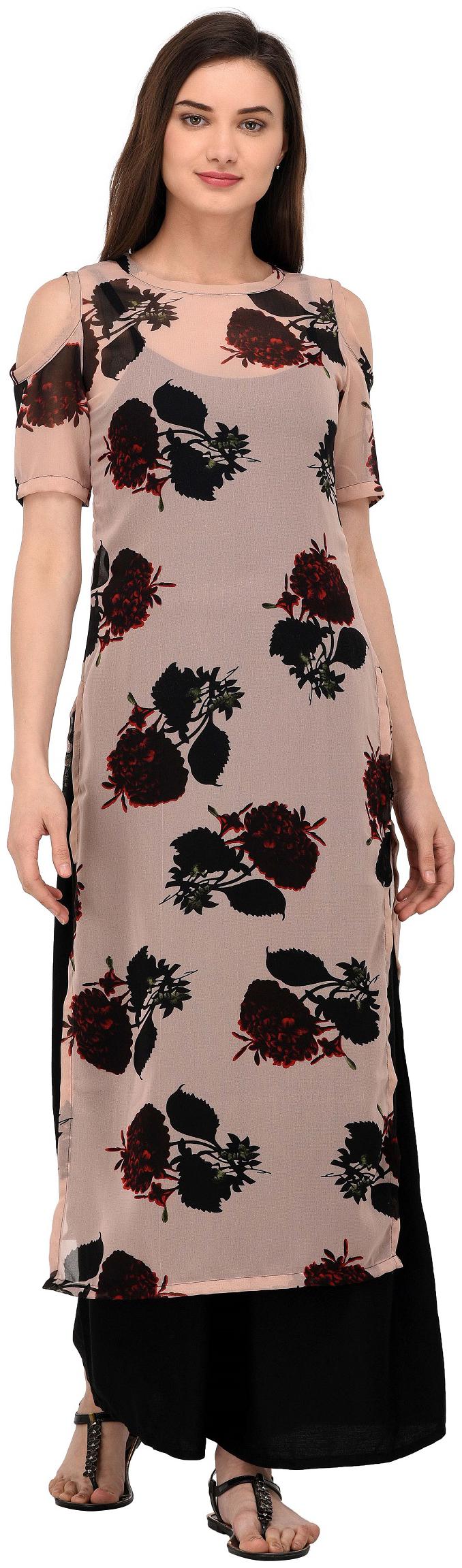 

Crepe Pink Party Casual Wear Kurti