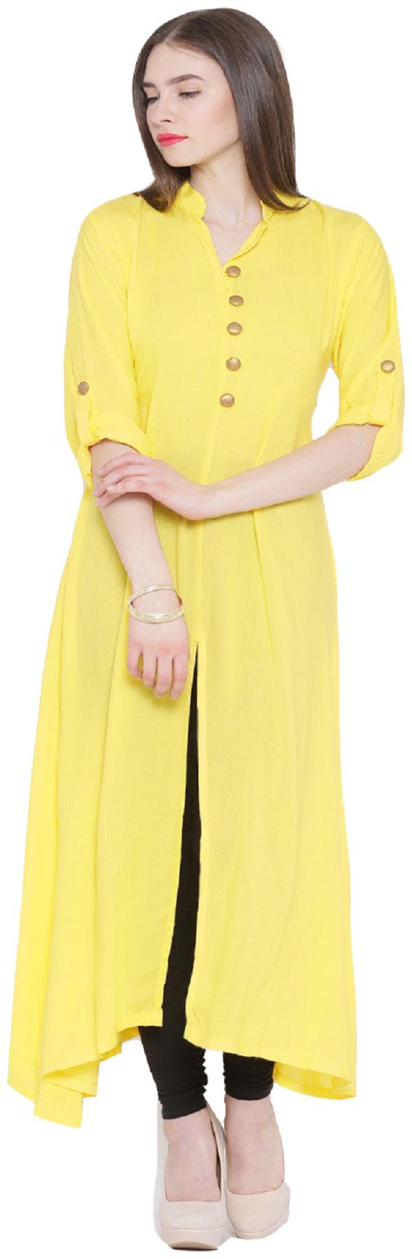 

Crepe YELLOW Party Casual Wear Kurti