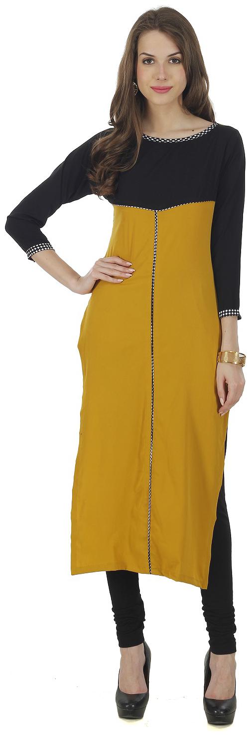 

Crepe Yellow Party Casual Wear Kurti