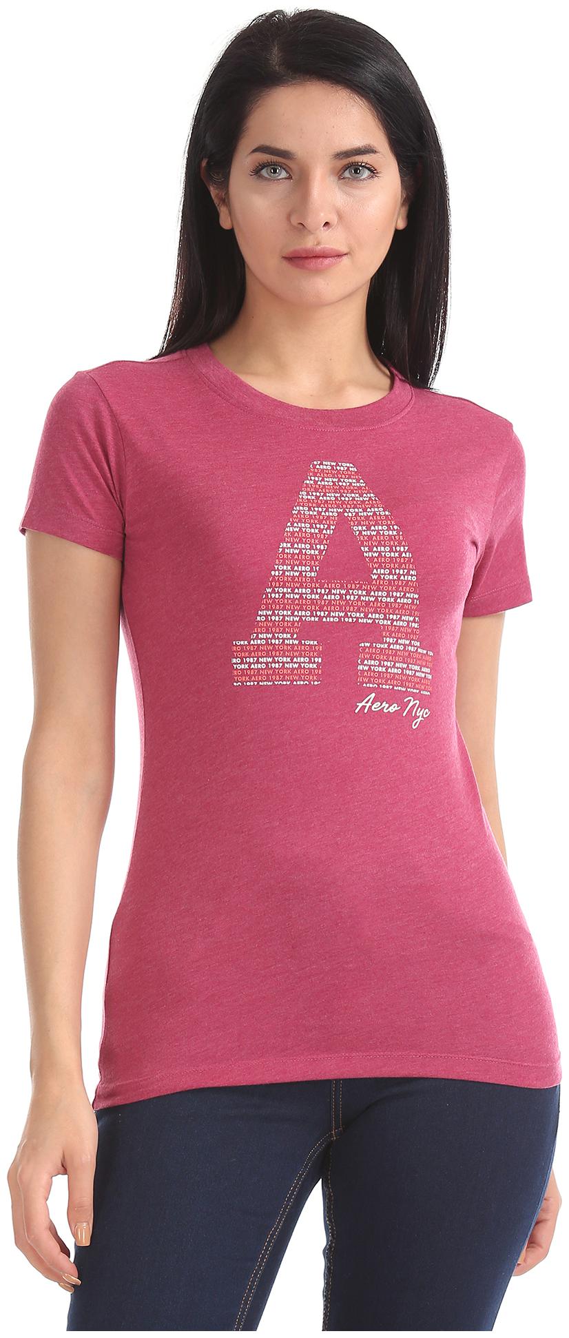 

Aeropostale Women Red Slim fit Round neck Cotton T shirt