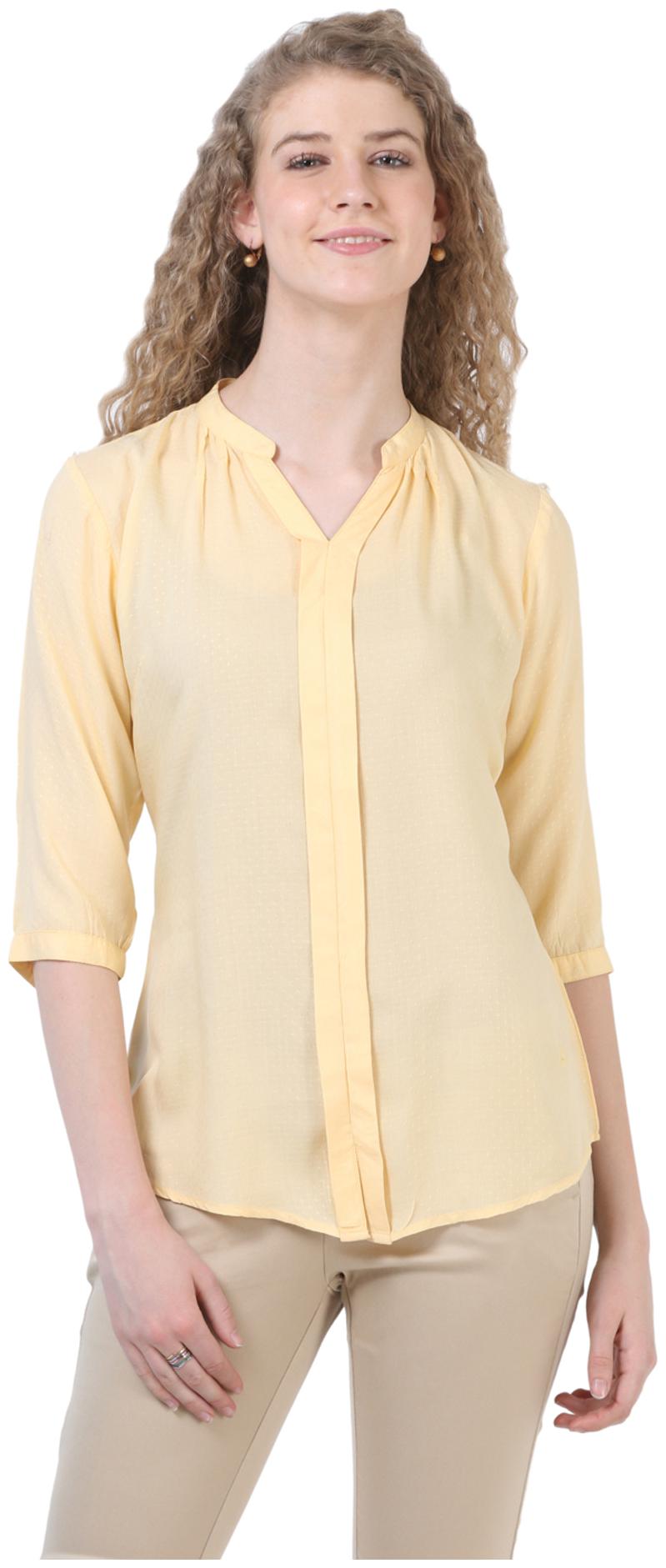 

Crimsoune Club Women Yellow Dyed Slim Fit Shirt