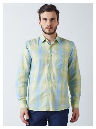 

Crimsoune Club Men Green Printed Slim Fit Casual Shirt