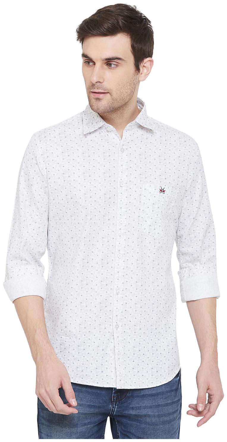

Crimsoune Club Men White Printed Slim Fit Casual Shirt
