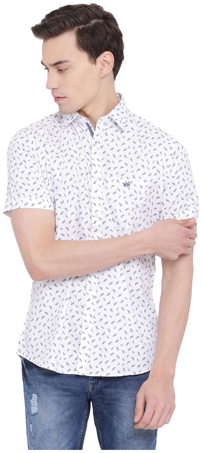 

Crimsoune Club Men White Printed Slim Fit Casual Shirt