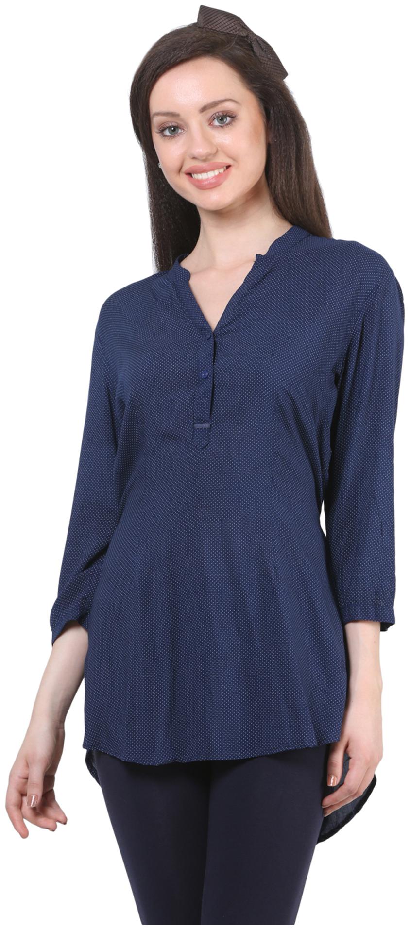 

Crimsoune Club Navy Blue Printed Tops