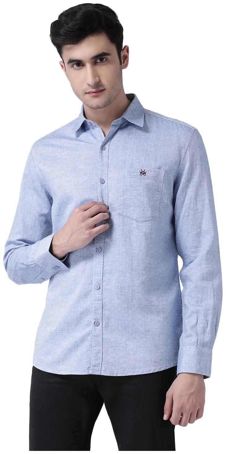 

Crimsoune Club Men Blue Printed Slim Fit Casual Shirt