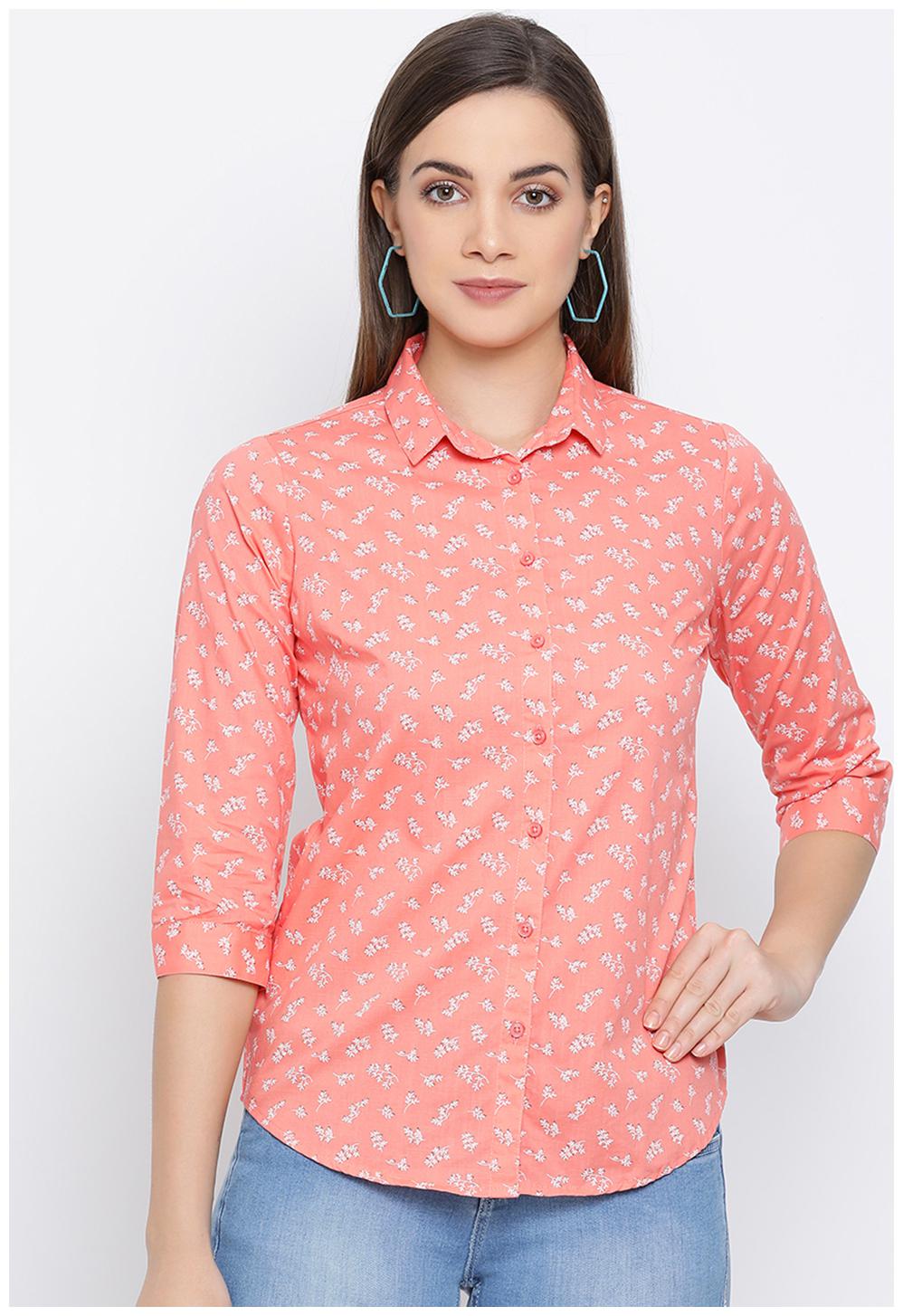 

Crimsoune Club Women Orange Printed Slim Fit Shirt