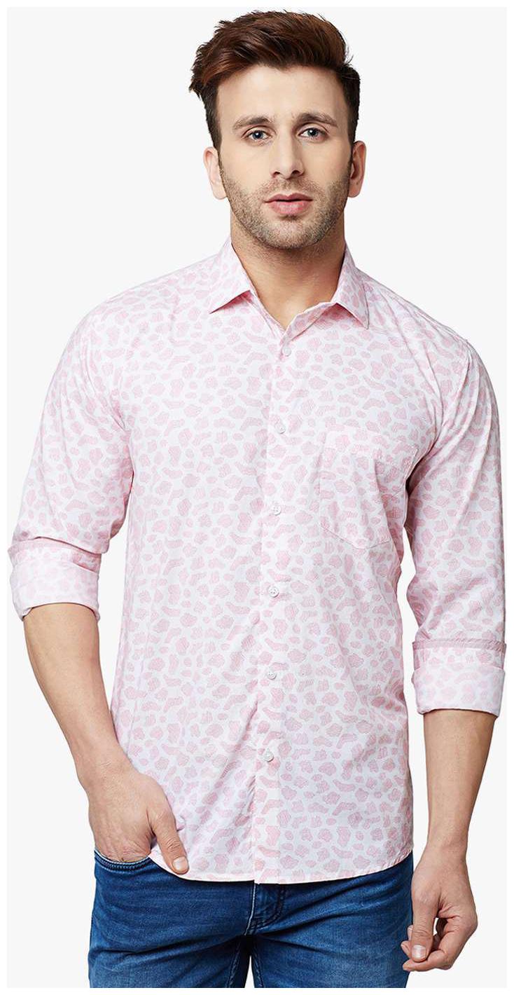 

Crimsoune Club Men Pink Printed Slim Fit Casual Shirt