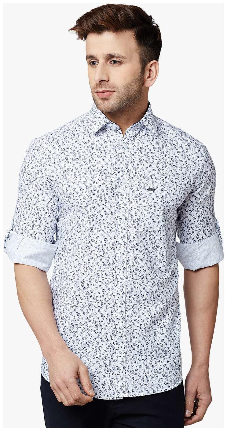 

Crimsoune Club Men White Printed Slim Fit Casual Shirt