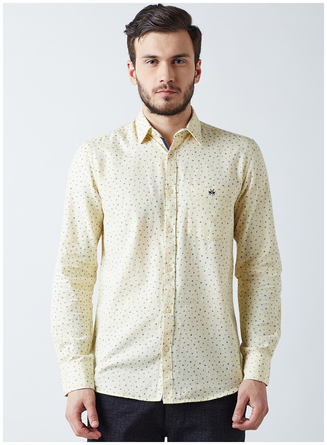 

Crimsoune Club Men Yellow Polka Dots Slim Fit Casual Shirt
