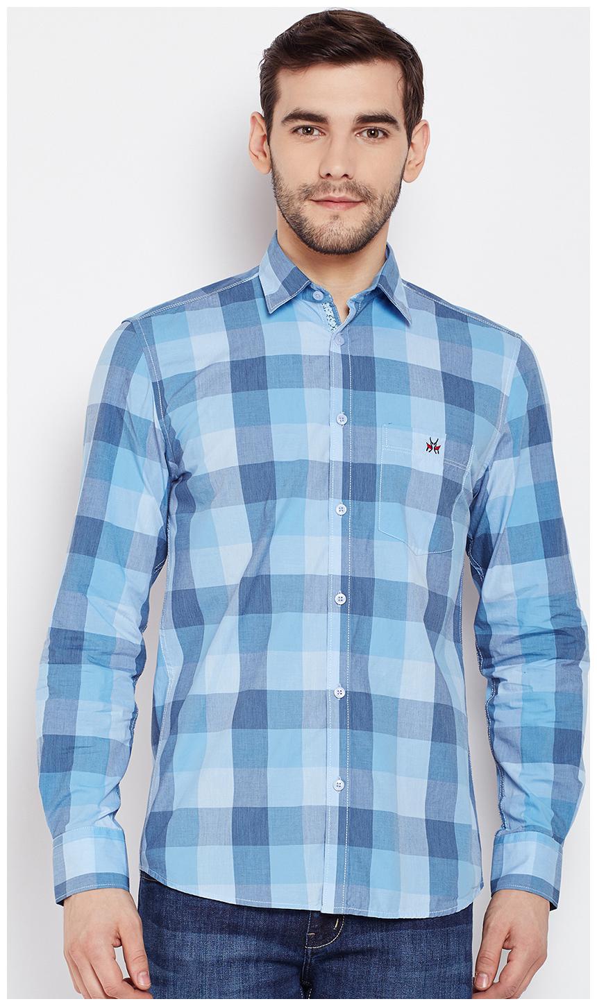 

Crimsoune Club Men Blue Checked Slim Fit Casual Shirt