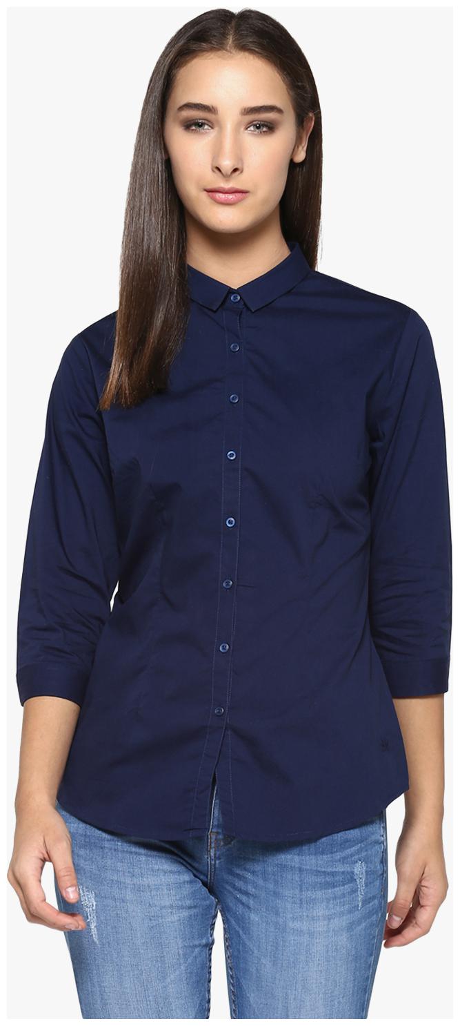 

Crimsoune Club Women Blue Solid Regular Fit Shirt
