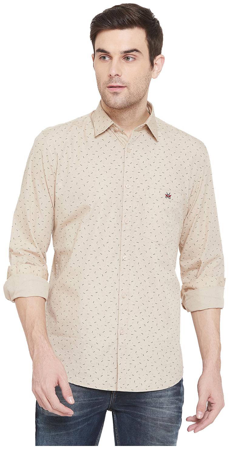 

Crimsoune Club Men Beige Printed Slim Fit Casual Shirt