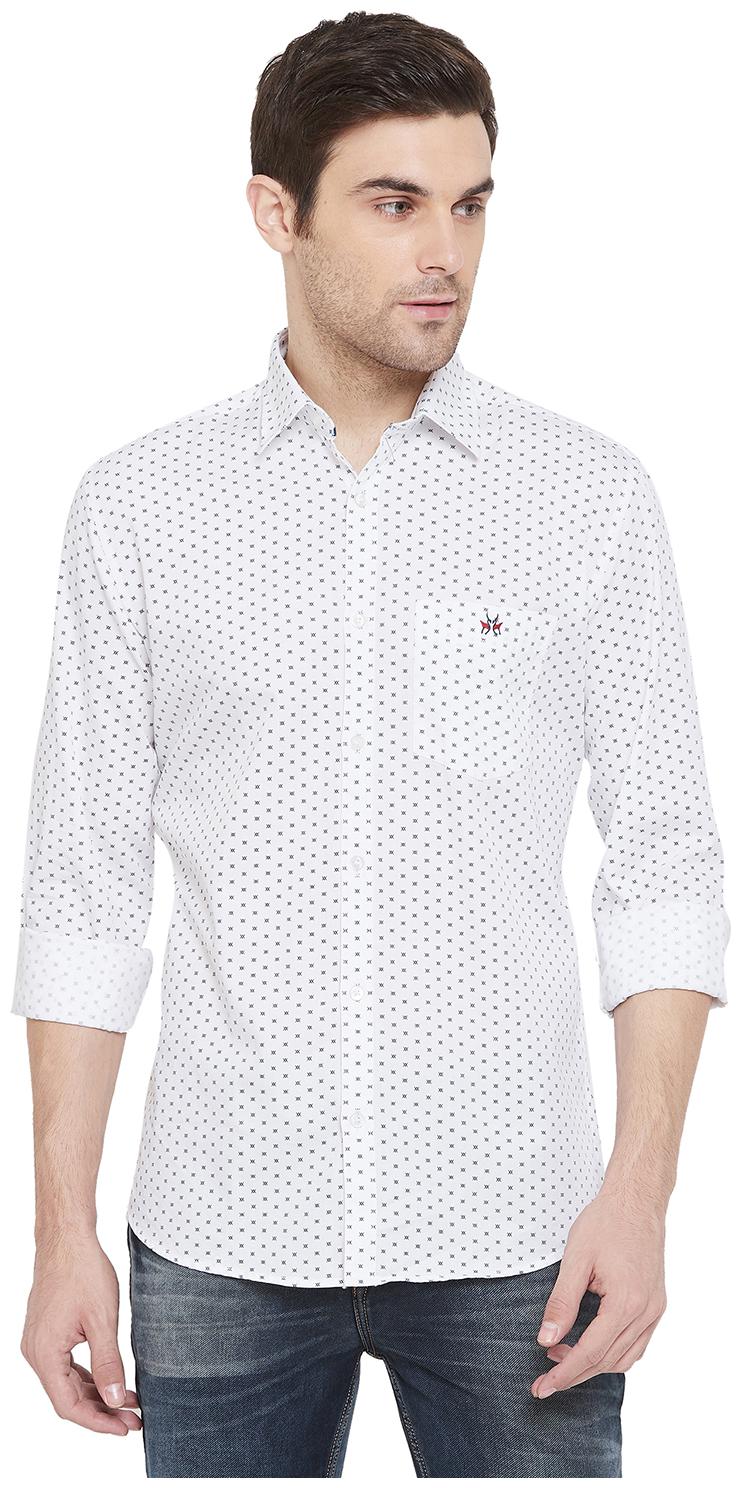 

Crimsoune Club Men White Printed Slim Fit Casual Shirt