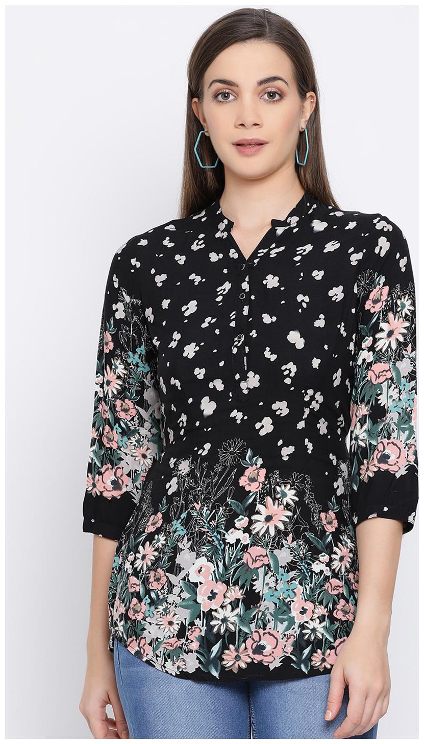 

Crimsoune Club Women Black Printed Slim Fit Shirt