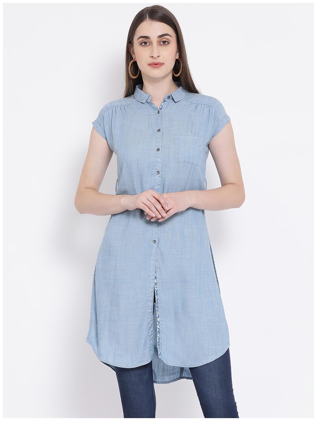 

Crimsoune Club Women Blue Solid Slim Fit Shirt